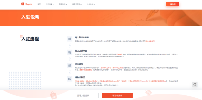 shopee的入驻流程及技巧