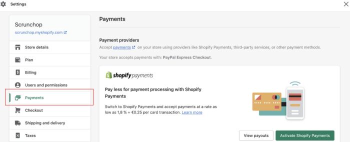 shopify收款方式设置